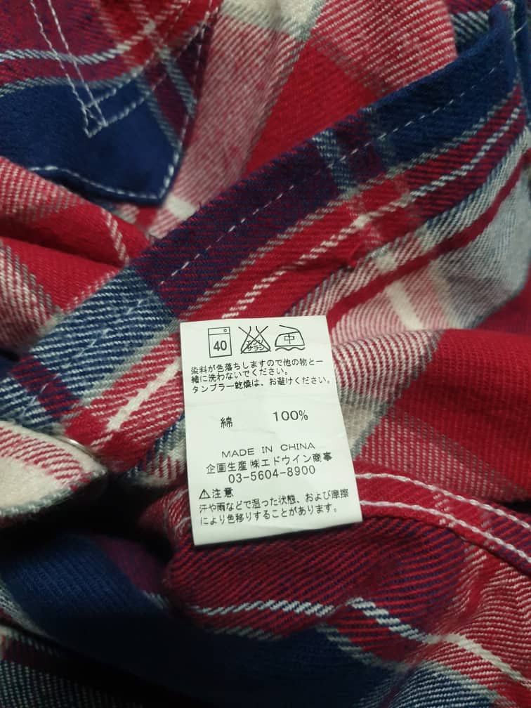 Japanese Brand Wrangler square button checkered western shirt Size US M / EU 48-50 / 2 - 4 Thumbnail