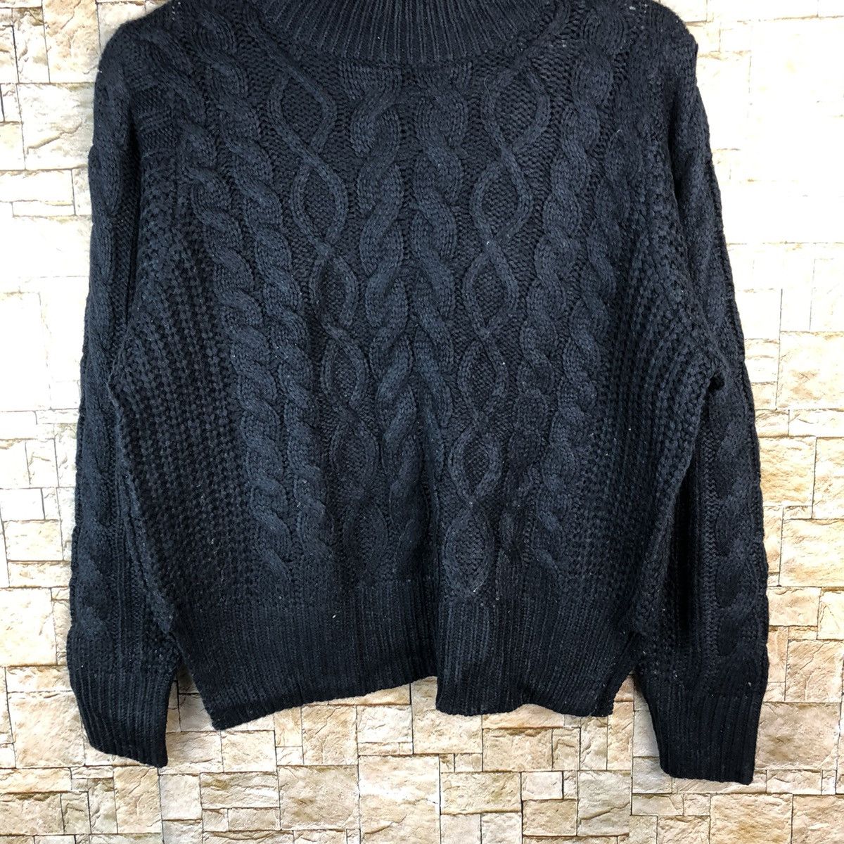 Homespun Knitwear × Japanese Brand Earth Music Econology Dark Blue cable Knitwear #A1223 Size US S / EU 44-46 / 1 - 3 Thumbnail