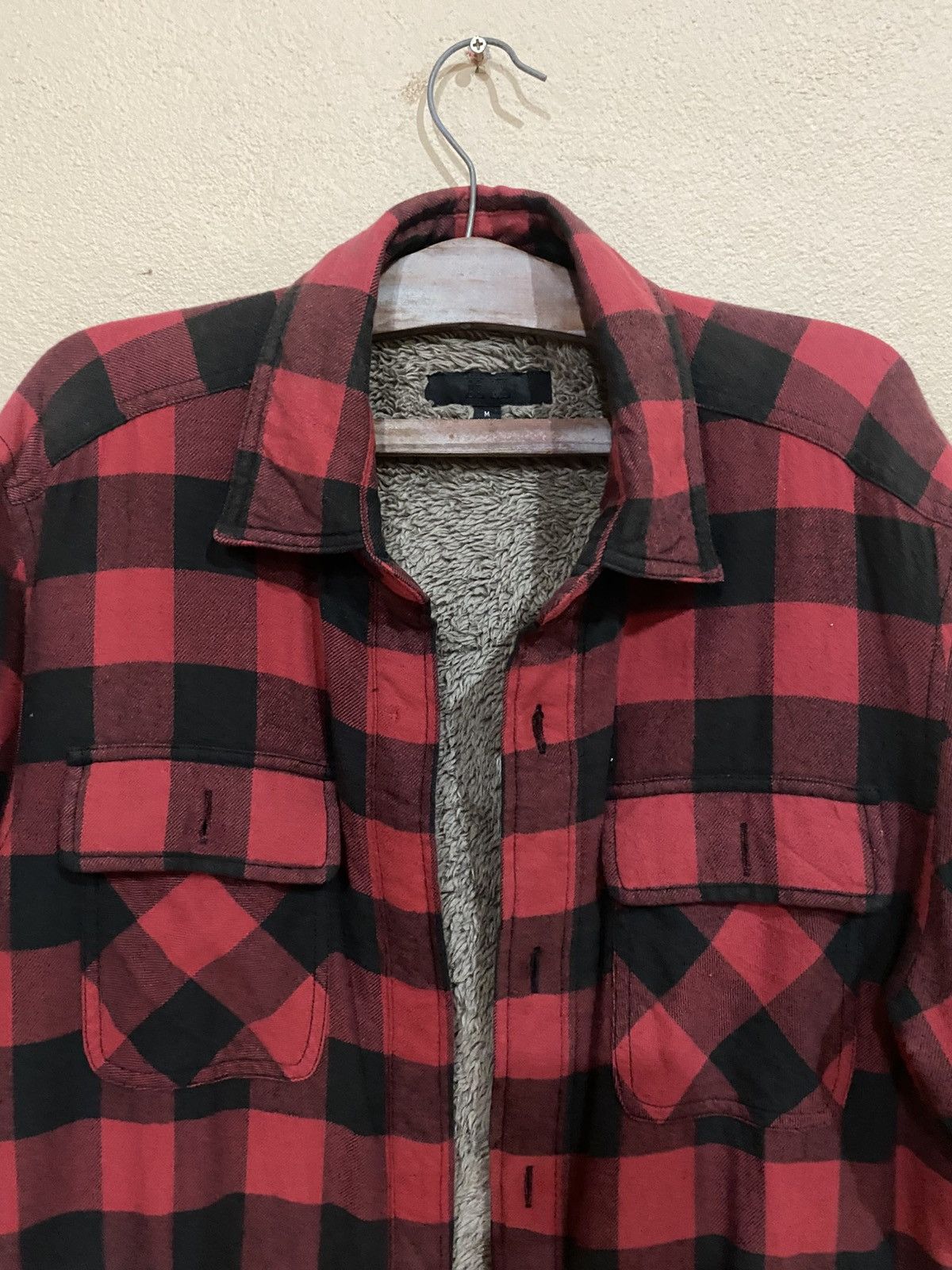 Flannel × Uniqlo Uniqlo Red Checkered Sherpa Lining Jacket Size US M / EU 48-50 / 2 - 3 Thumbnail