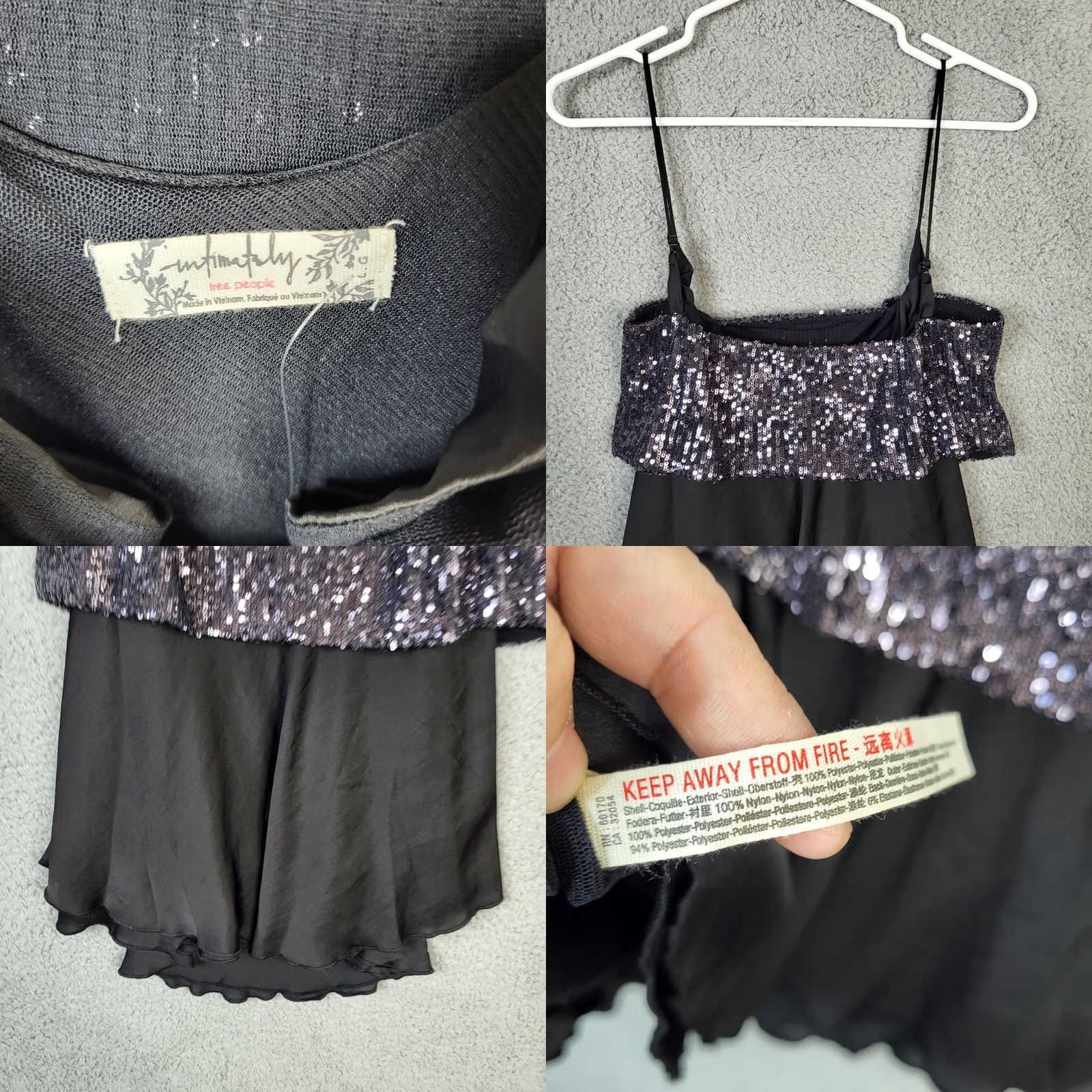 Free People Free People Tank Top Womens Cropped Sequin Square Neck Black L Size L / US 10 / IT 46 - 8 Thumbnail