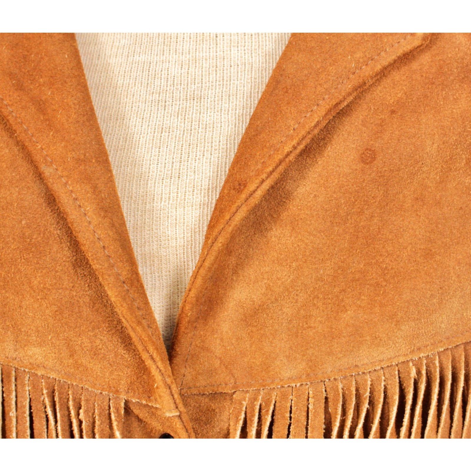 Vintage VINTAGE Women's VTG 70s Brown Fringe Suede Leather Jacket Sz 12 1970s Joo-Kay Hippy Size XL / US 12-14 / IT 48-50 - 5 Thumbnail