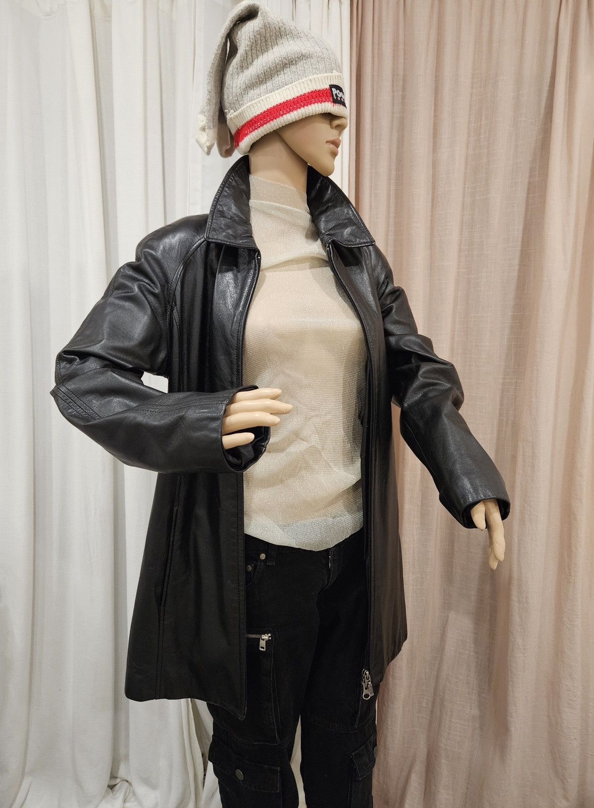 Danier × Vintage Danier Genuine Leather Raglan Sleeves Black Jacket / 42~44 Size M / US 6-8 / IT 42-44 - 3 Thumbnail
