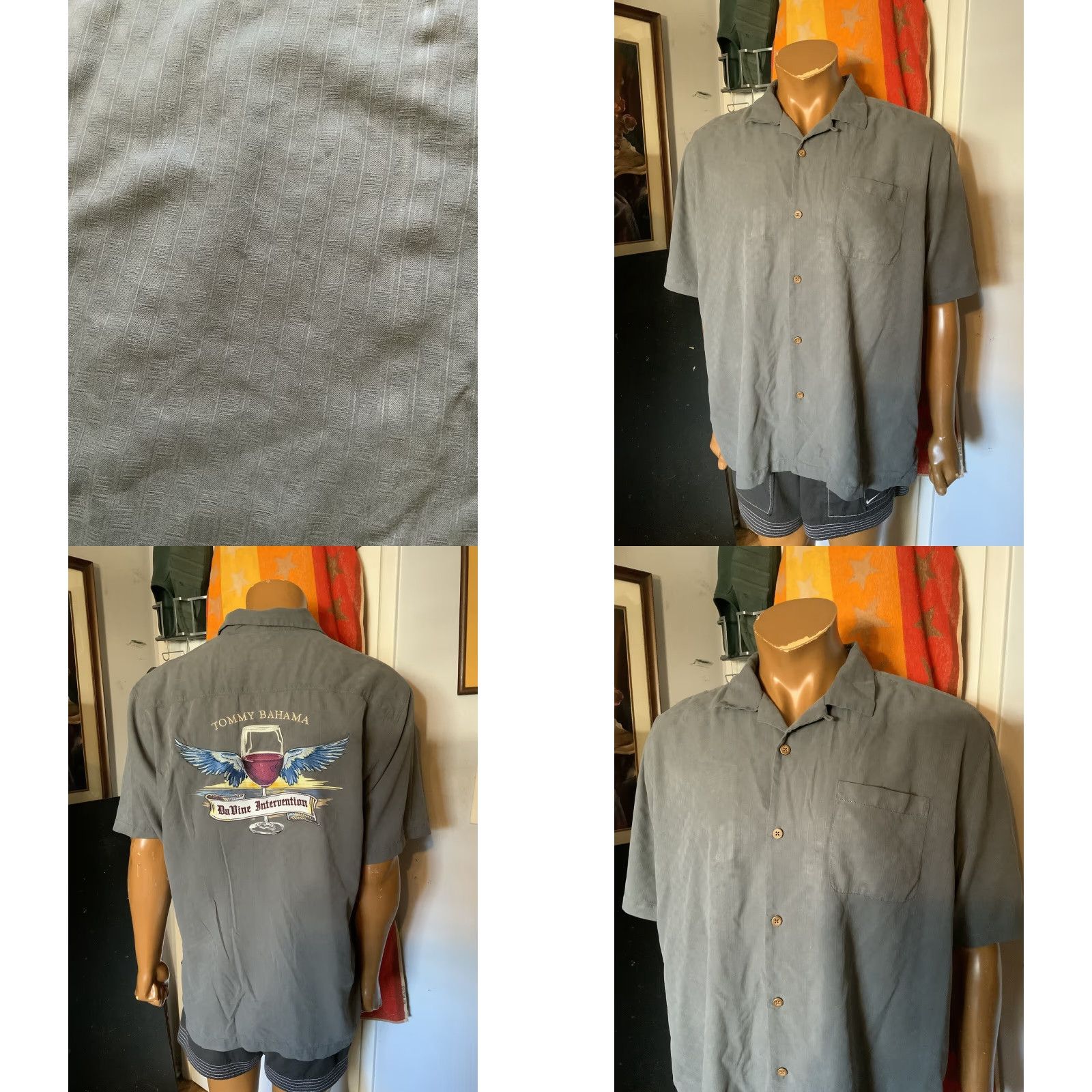 Tommy Bahama VINTAGE Tommy Bahama DaVine Intervention Wine Embroidered Silk Loop Collar Button Shirt Size US XL / EU 56 / 4 - 8 Thumbnail