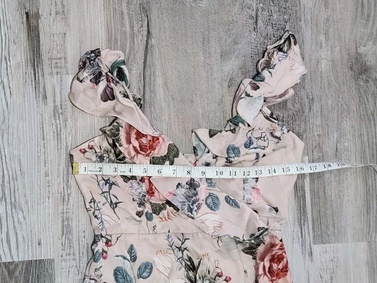 Designer Majorelle Dress Small Floral Silky Sweetheart Flutter Sleeve Size S / US 4 / IT 40 - 3 Thumbnail