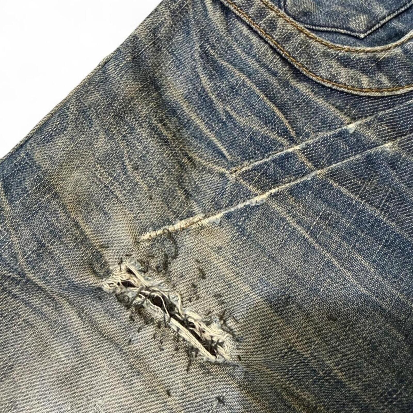 True Religion ENERGIE Y2K blue denim jeans with unique embroidery Size US 31 - 8 Thumbnail