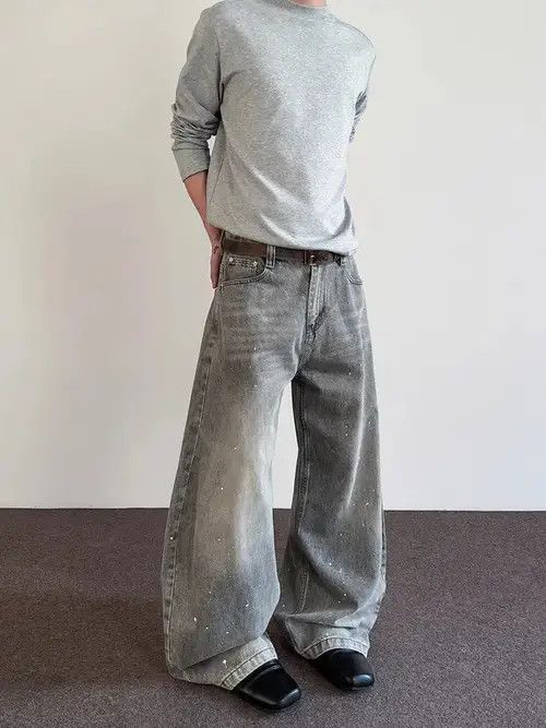 Jean Wide Leg Baggy Jeans with Paint Splatter Detail Size US 30 / EU 46 - 6 Thumbnail