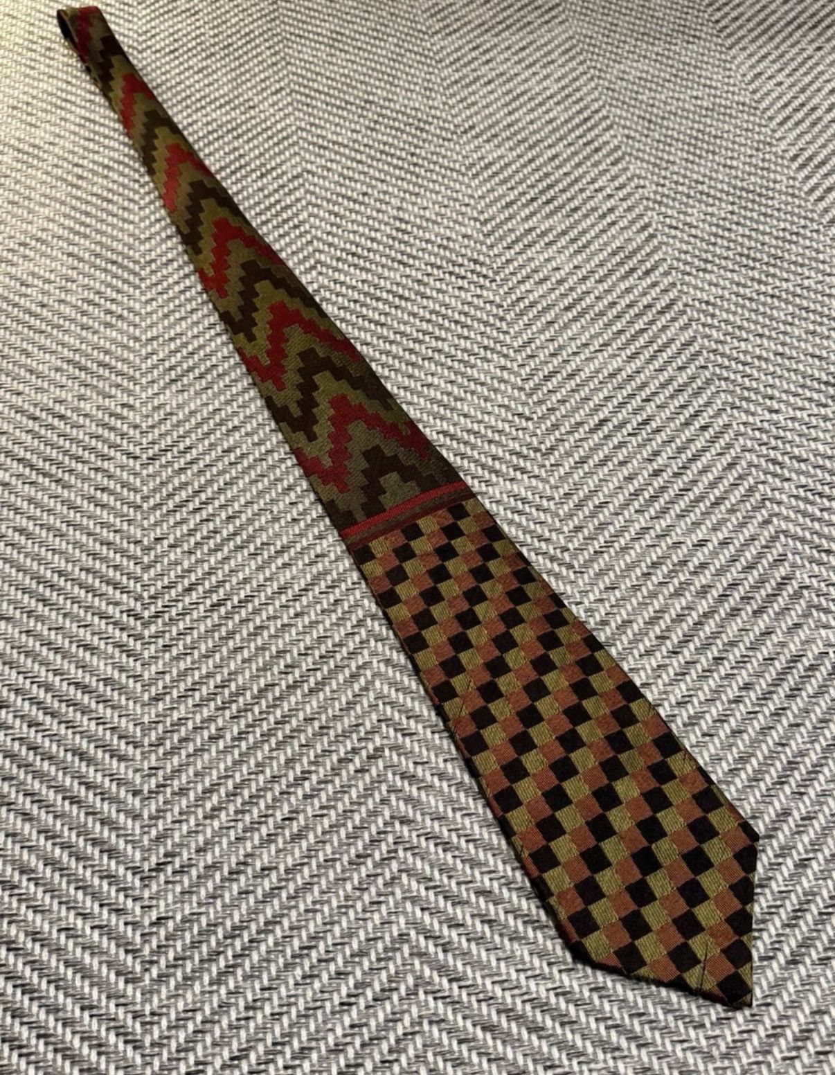 Jean Paul Gaultier Jean Paul Gaultier Pixel Zigzag & Checkerboard Tie K24 Size ONE SIZE - 2 Thumbnail
