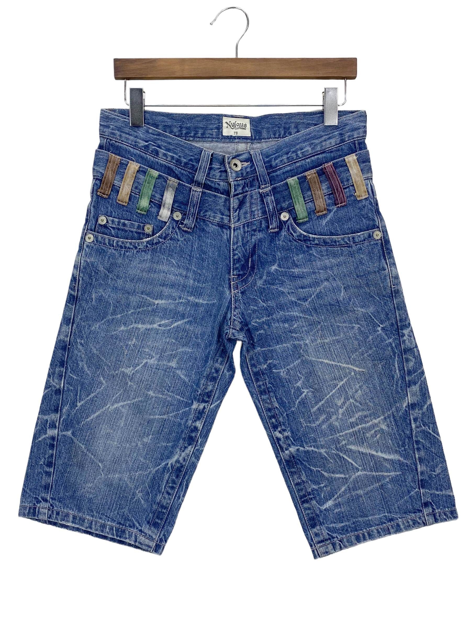 Japanese Brand Nylaus Jeans Double Waist Short Jeans Japanese Jeans Size US 31 - 1 Thumbnail