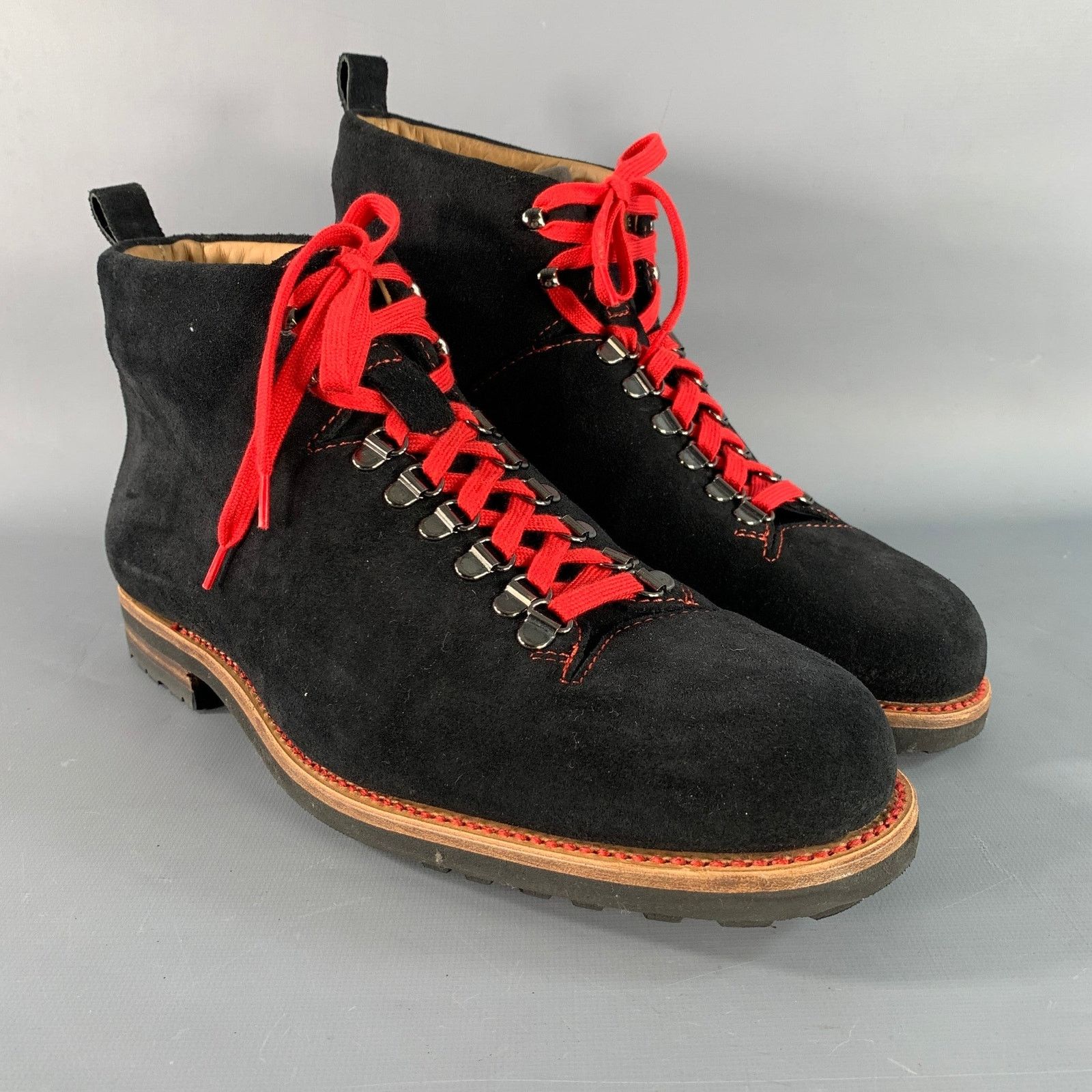 Paul Stuart PAUL STUART Size 12 Black Red Textured Leather Lace Up Boots Size US 12 / EU 45 - 1 Thumbnail