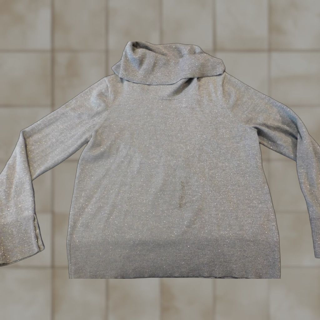 Talbots Talbots Womens Sweater L Gray Pullover Turtleneck Wool Polyester Stretch Regular Knit Modern Button Crewneck long sleeve Size L / US 10 / IT 46 - 1 Thumbnail