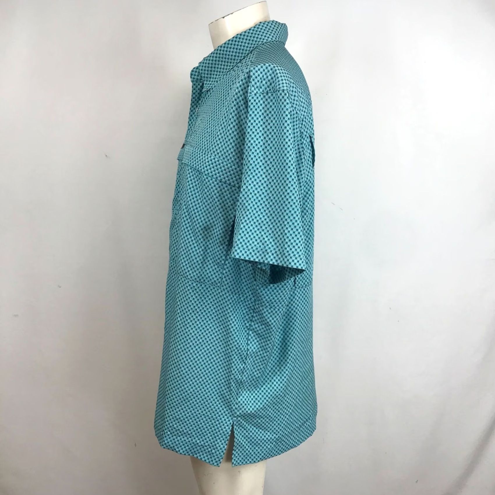 Vintage PANHANDLE Shirt Mens Large Blue Short Sleeve Button 100% Polyester Size US L / EU 52-54 / 3 - 6 Thumbnail