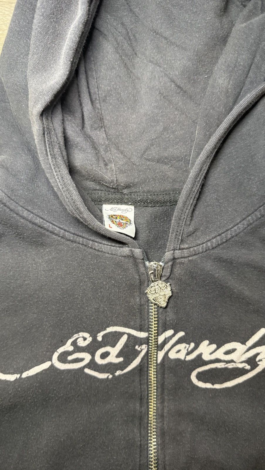 Ed Hardy Vintage / Y2K 2000s Ed Hardy Spell Out Tiger Logo Hoodie Size L / US 10 / IT 46 - 4 Thumbnail
