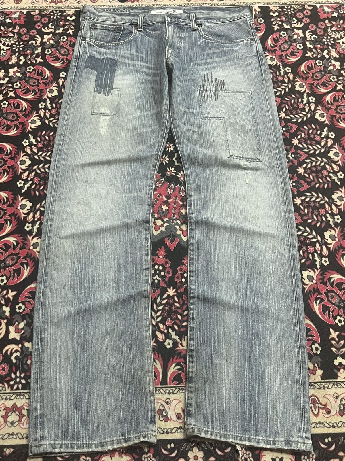 Vintage Edwin XVS Light Blue Washed Sashiko Style Jeans