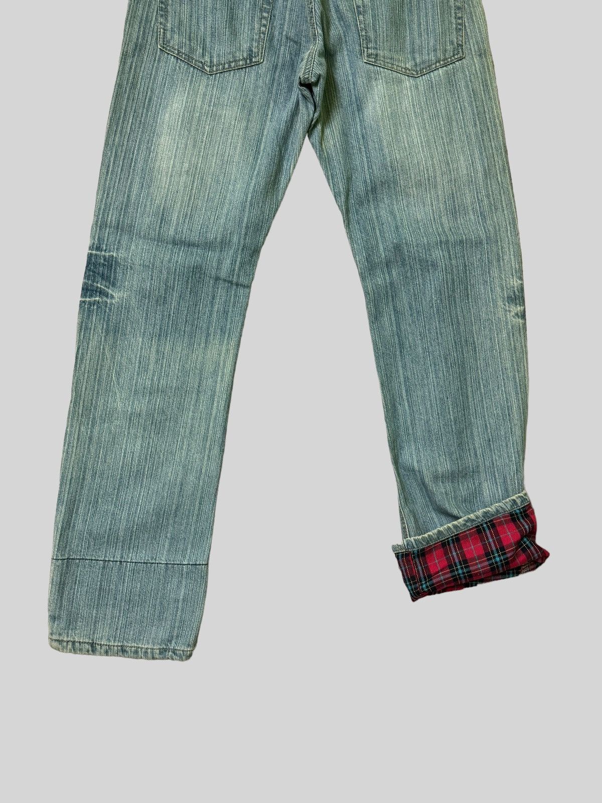 Hysteric Glamour × Japanese Brand Distressed Tartan Embroidery Junya Watanabe Denim Jeans Size US 30 / EU 46 - 9 Thumbnail