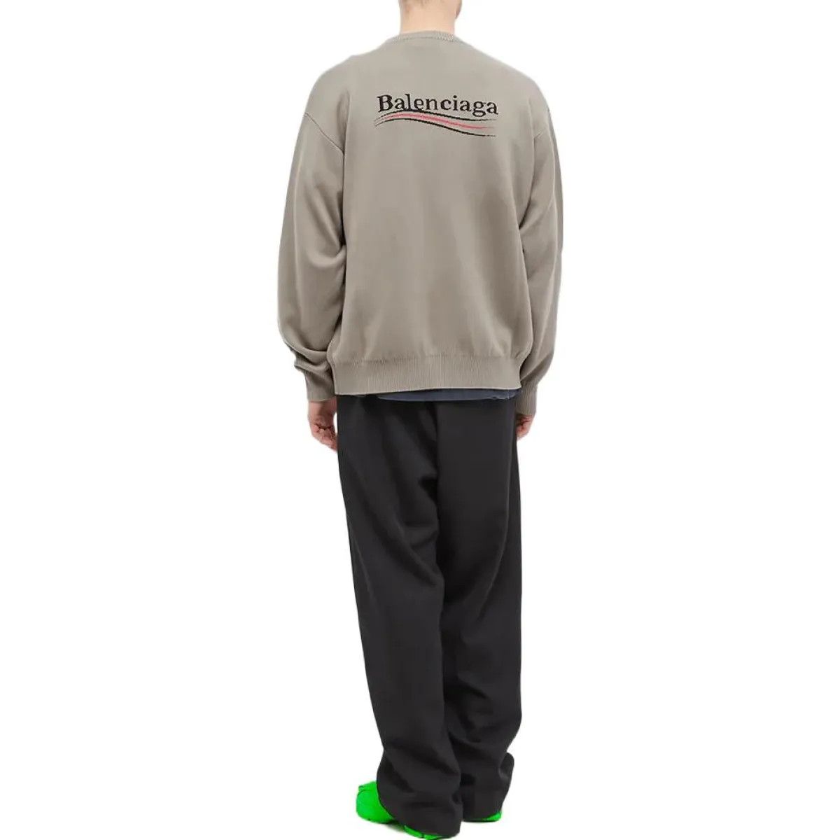 Balenciaga o1mle0724 Embroidered Logo Crewneck Sweatshirts in Khaki Size US XXL / EU 58 / 5 - 2 Thumbnail
