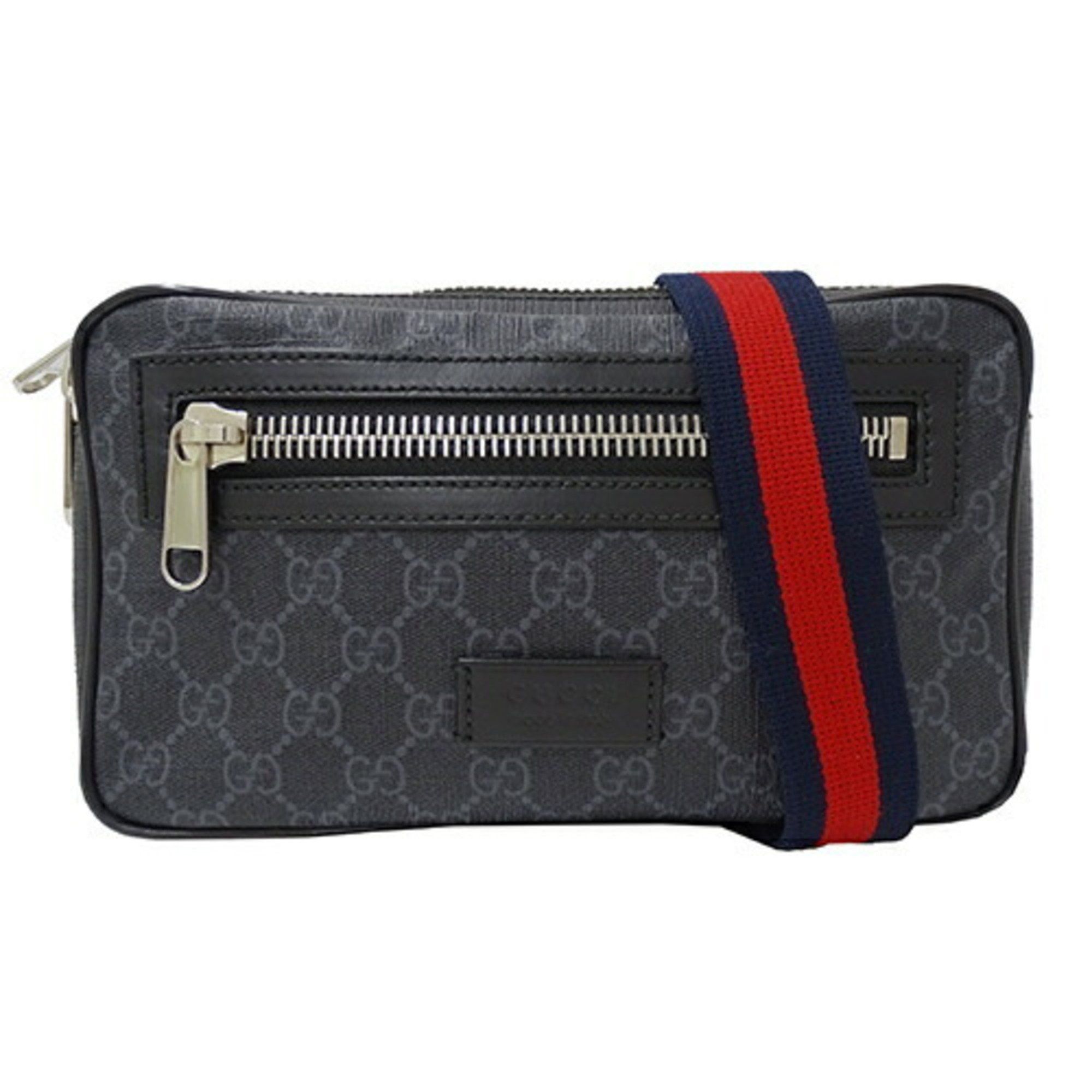 Gucci GUCCI Bag Men's Body Waist GG Supreme Web Black 474293 Compact Size ONE SIZE - 1 Thumbnail