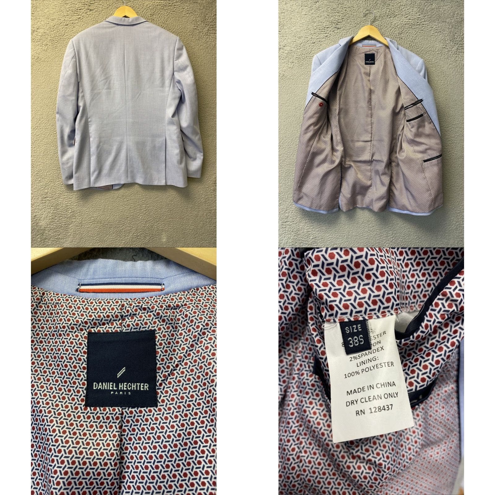 Vintage Daniel Hechter Tuxedo Jacket Blazer Notch Lapel One-Button Single-Breasted 2 Button Slim Regular Blue Men Size 38R - 8 Thumbnail