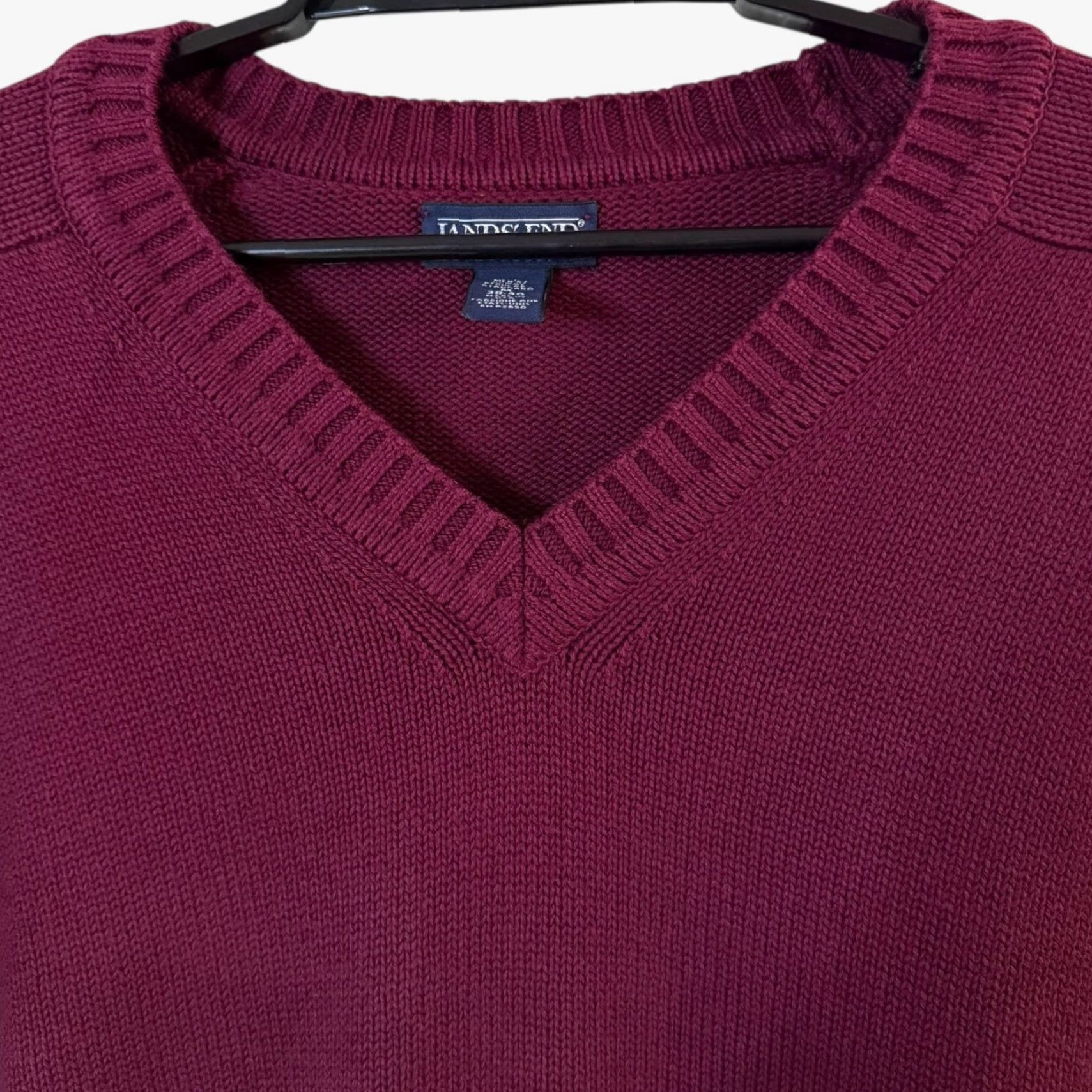 Lands' End VINTAGE Lands' End Sweater Red Knit V-Neck Pullover Men M Medium Cotton Knit Pullover Classic Preppy Winter Fall Spring Golf Hiking Walking Size US M / EU 48-50 / 2 - 5 Thumbnail