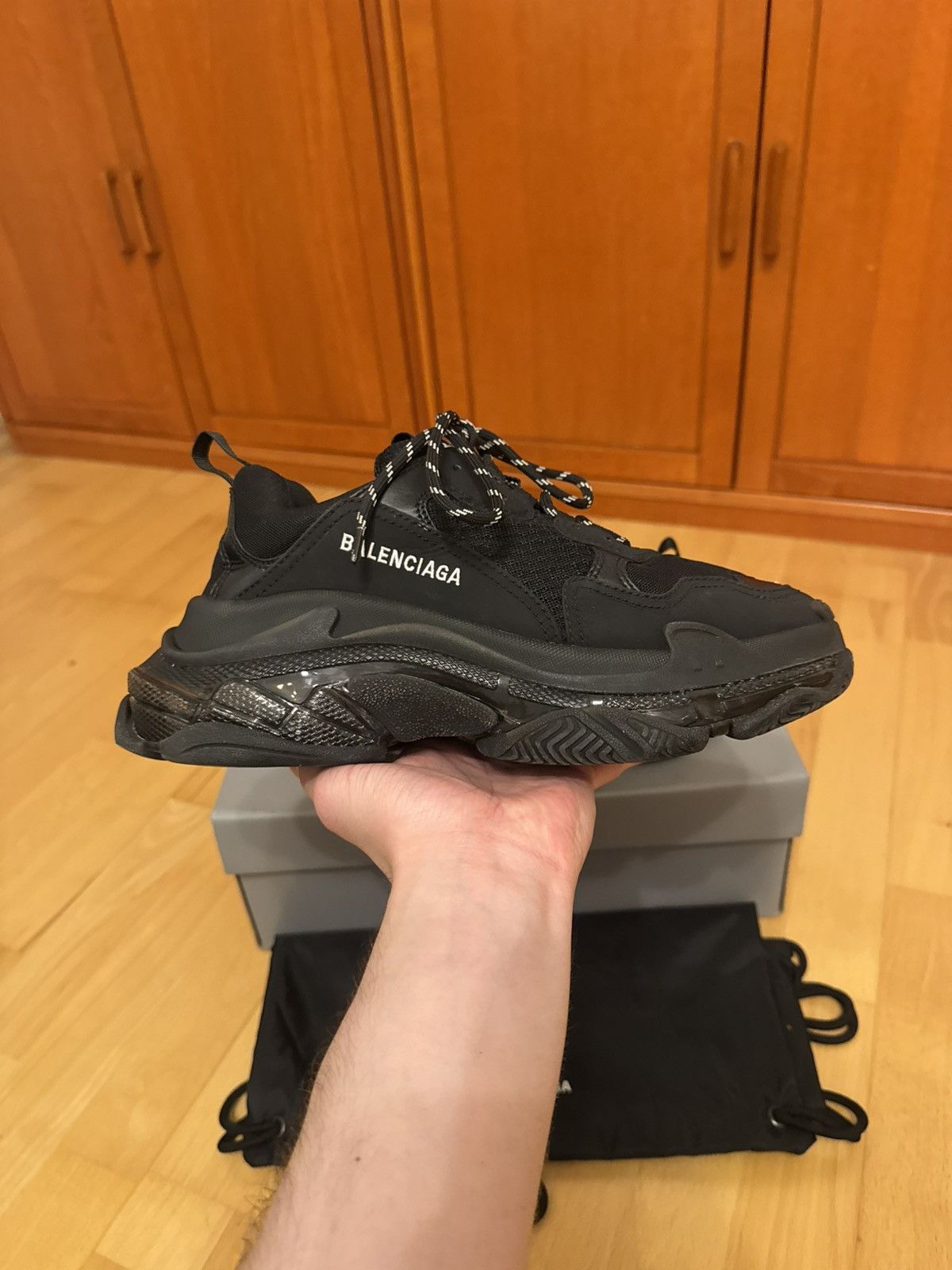Balenciaga Balenciaga Triple S Triple Black Size US 7 / EU 40 - 3 Thumbnail