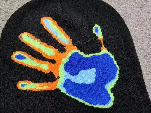 Other Mediocre Hand Palm Heatmap Graphic No Cuff Beanie Hat Black Size ONE SIZE - 2 Thumbnail