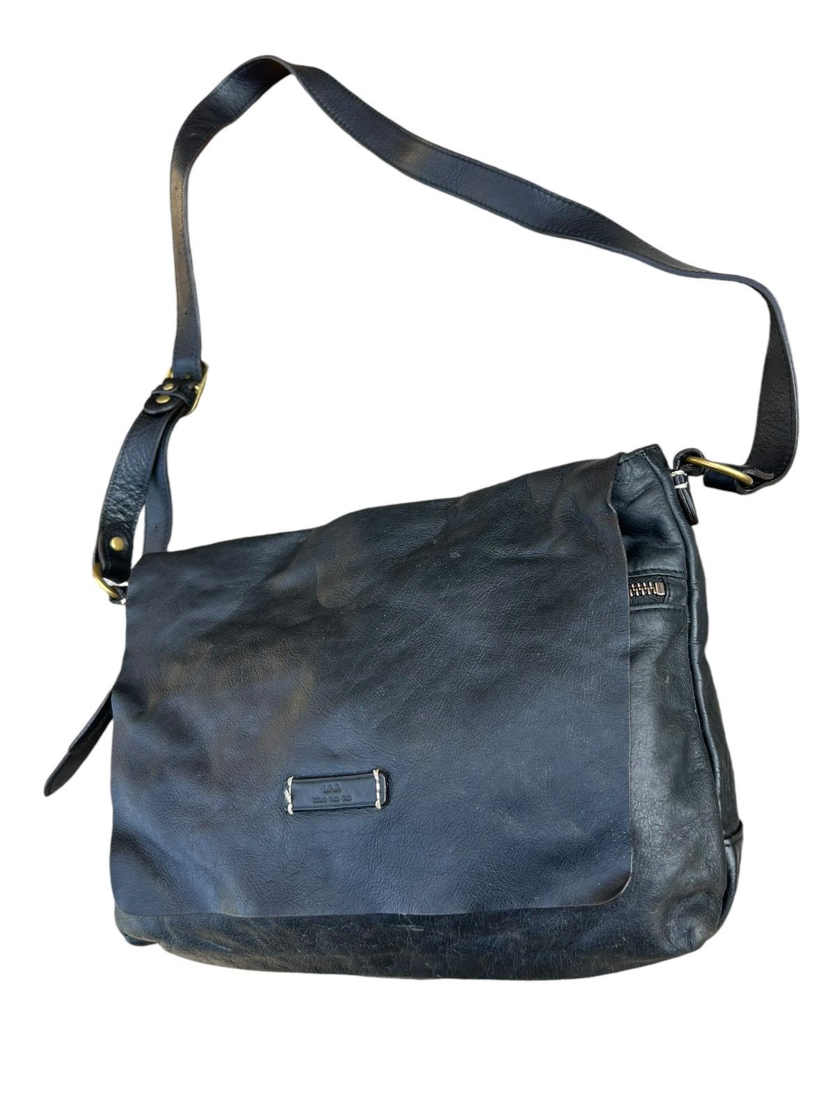 Leather Vintage L.P.P. Japan Patina Black Leather Messenger Bag Size ONE SIZE - 8 Thumbnail