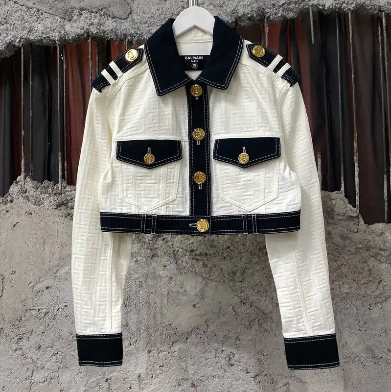 Balmain Balmain Women's Cropped Jacket in White 0089 Size ONE SIZE - 1 Thumbnail