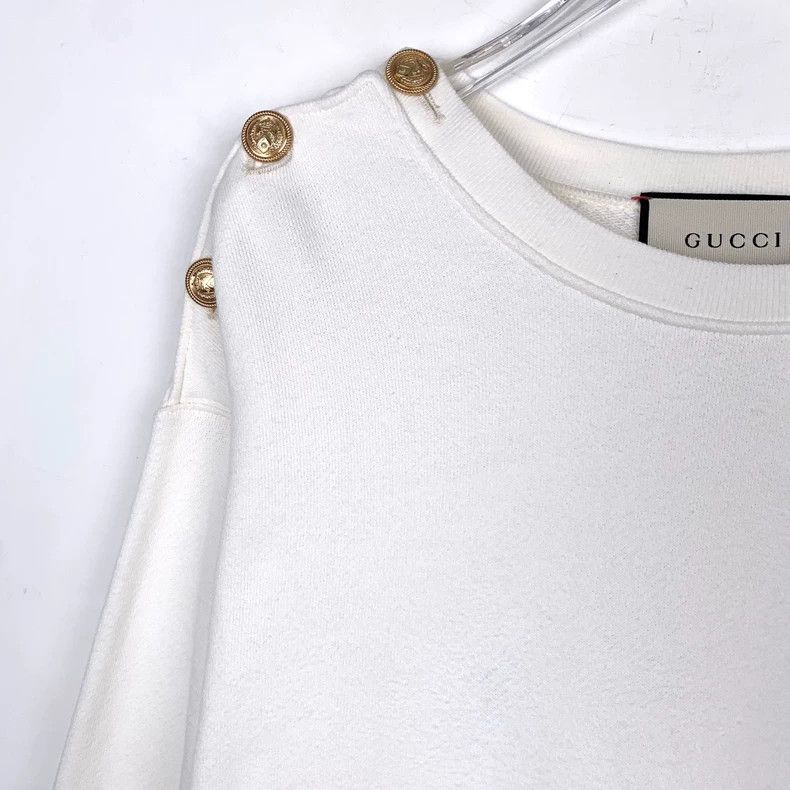 Gucci Gucci Logo printed metal buckle round neck white cotton lon Size US S / EU 44-46 / 1 - 3 Thumbnail