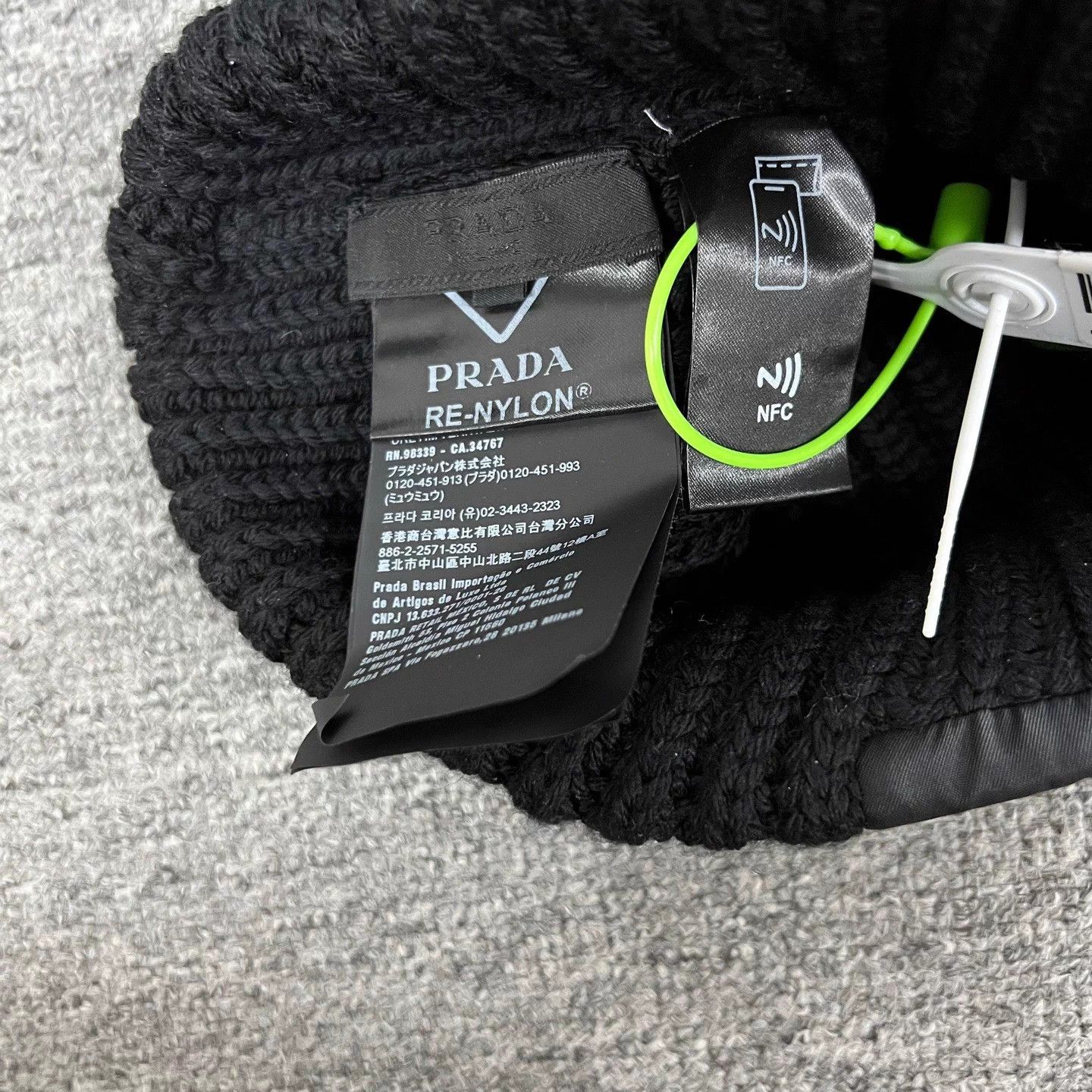 Prada Prada Tri Logo Nylon Panel Beanie S 99 New Unisex Size ONE SIZE - 5 Thumbnail