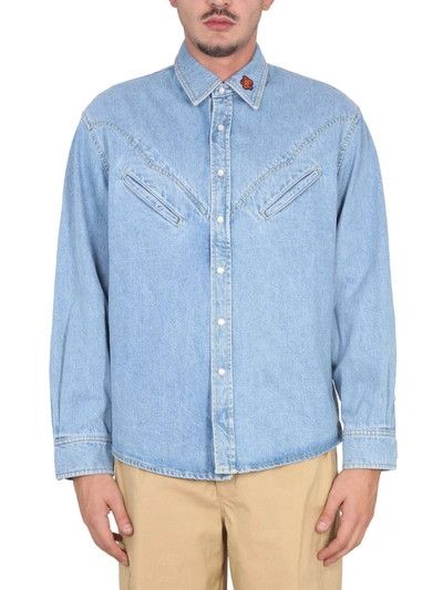 Kenzo o1mle0624 Western-Style Denim Shirt in Blue Size US L / EU 52-54 / 3 - 6 Thumbnail