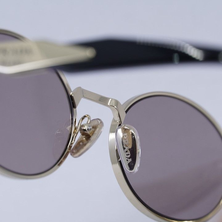Prada Prada PR65ZS ZVN20I Sunglasses Pale Gold Oval Frame Size ONE SIZE - 7 Thumbnail