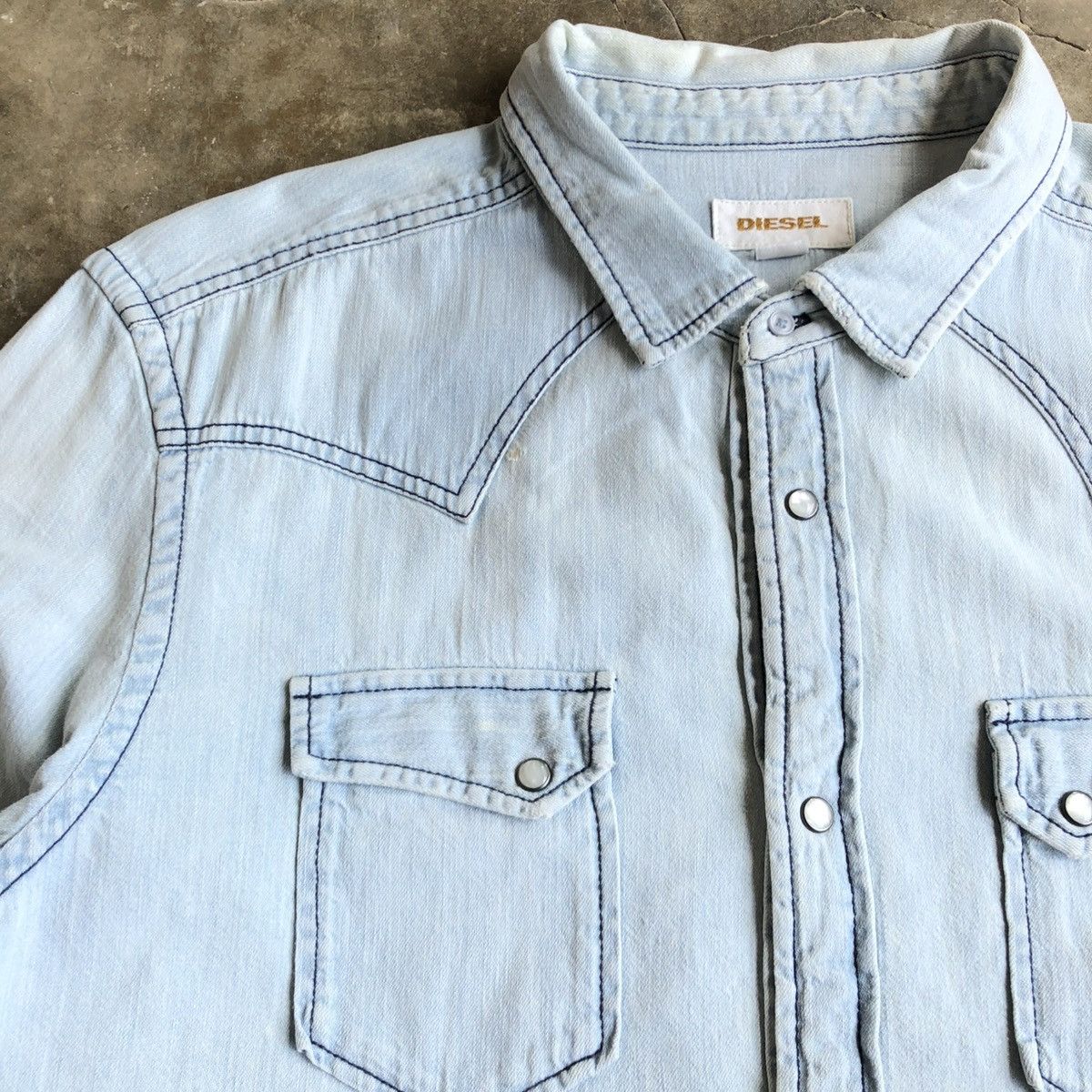 Diesel Vintage Diesel Cowboy Western Shirt Blue Washed Jeans Size US XL / EU 56 / 4 - 7 Thumbnail