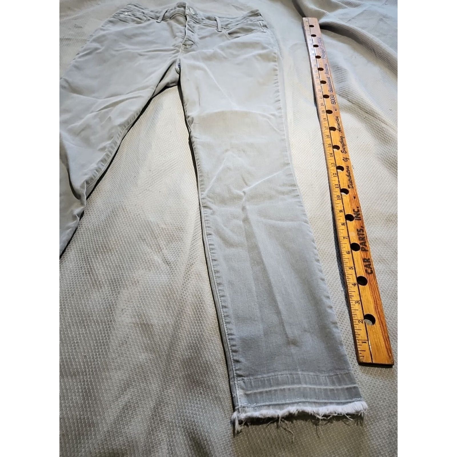 NYDJ VINTAGE NYDJ Jeans Gray Wash 10 Stretch Denim Distressed Fringe Hem bootcut Womens Regular Size 10 Gray Size 32" / US 10 / IT 46 - 4 Thumbnail