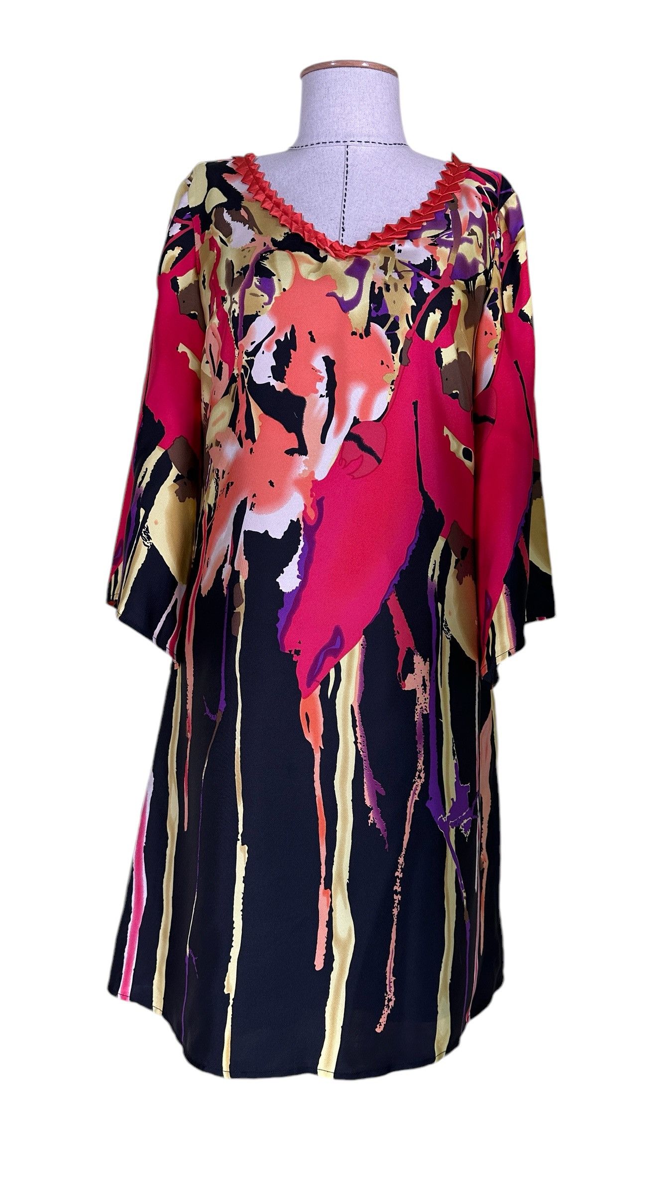 Designer Creton Silk Midi Dress Size M / US 6-8 / IT 42-44 - 1 Thumbnail