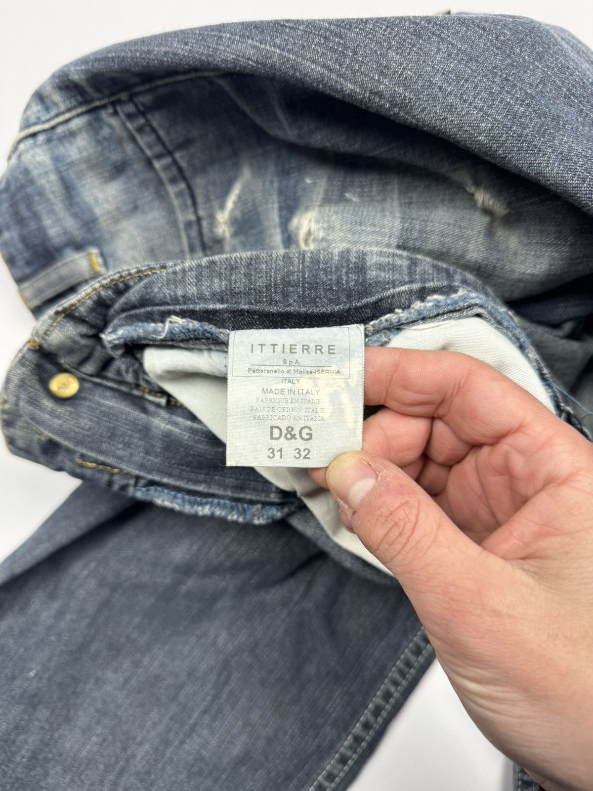 Dolce & Gabbana Vintage 00s Dolce Gabbana Flared Distressed Y2k Jeans Size 31" - 22 Thumbnail