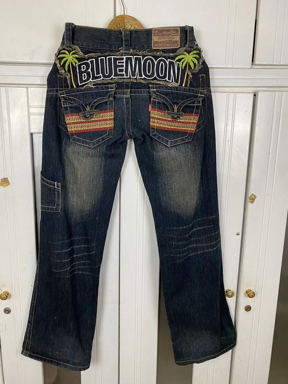 Vintage Double Waist Denim Blue Moon Blue