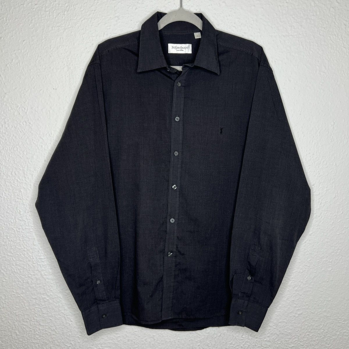 Yves Saint Laurent Paris YSL Vintage Shirt Graphite Drill