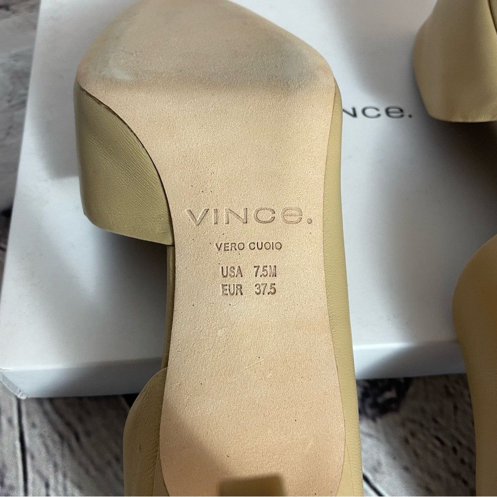 Vince New Vince Tiana Square Toe Beige Leather Pump Size 7.5 Size US 7.5 / IT 37.5 - 6 Thumbnail