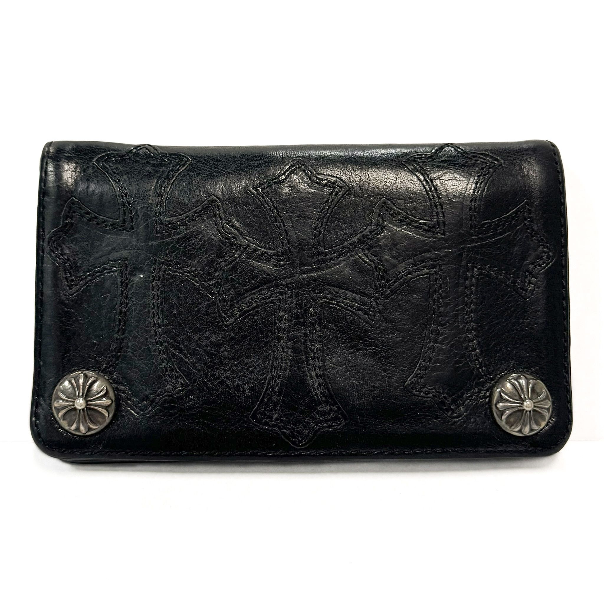 Chrome Hearts Chrome Hearts Black Leather Cemetery Cross Zip