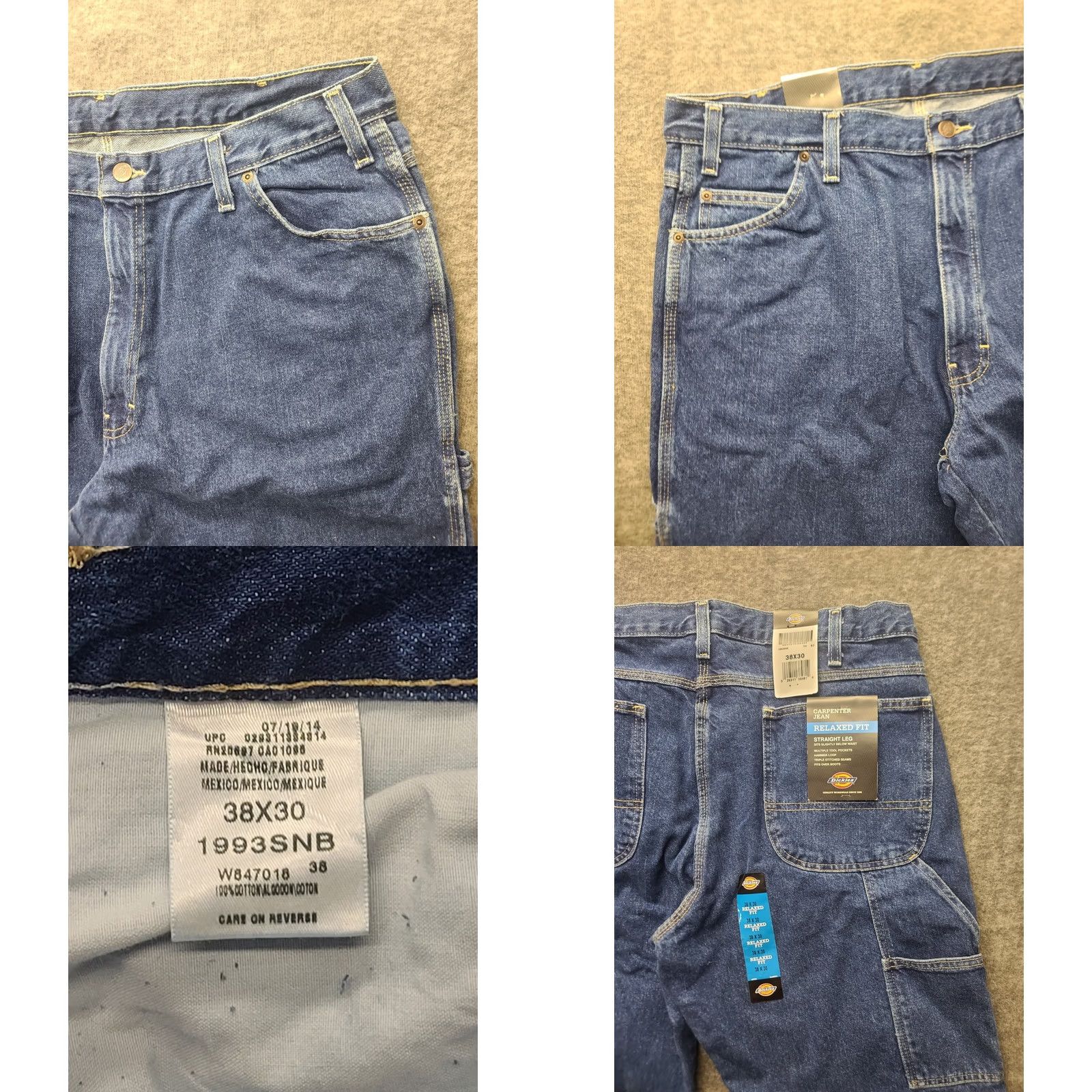 Dickies Dickies Carpenter Jeans Mens 38x30 Relaxed Fit Straight Leg Workwear Rugged Denim Blue 90s USA Mens Jeans Size US 38 / EU 54 - 8 Thumbnail