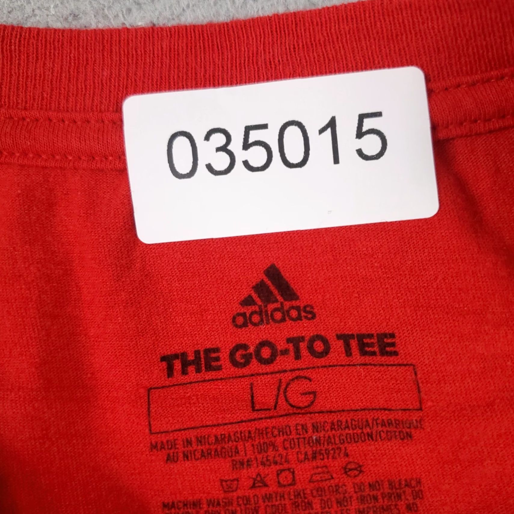 Adidas Adidas T Shirt Mens Large Red Logo Short Sleeve Crew Neck Casual Cotton Blend Regular Fit Adult Size US L / EU 52-54 / 3 - 7 Thumbnail
