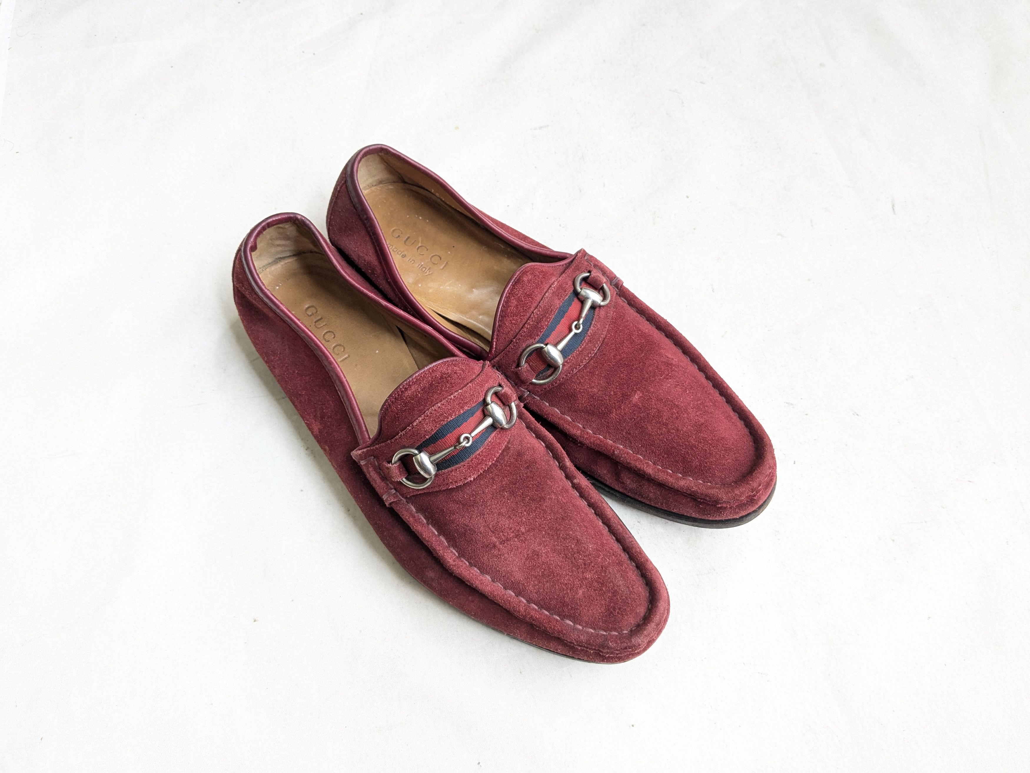Gucci Gucci Horsebit Loafers Red 10.5 D Suede Leather Italy Slip Size US 10.5 / EU 43-44 - 1 Thumbnail