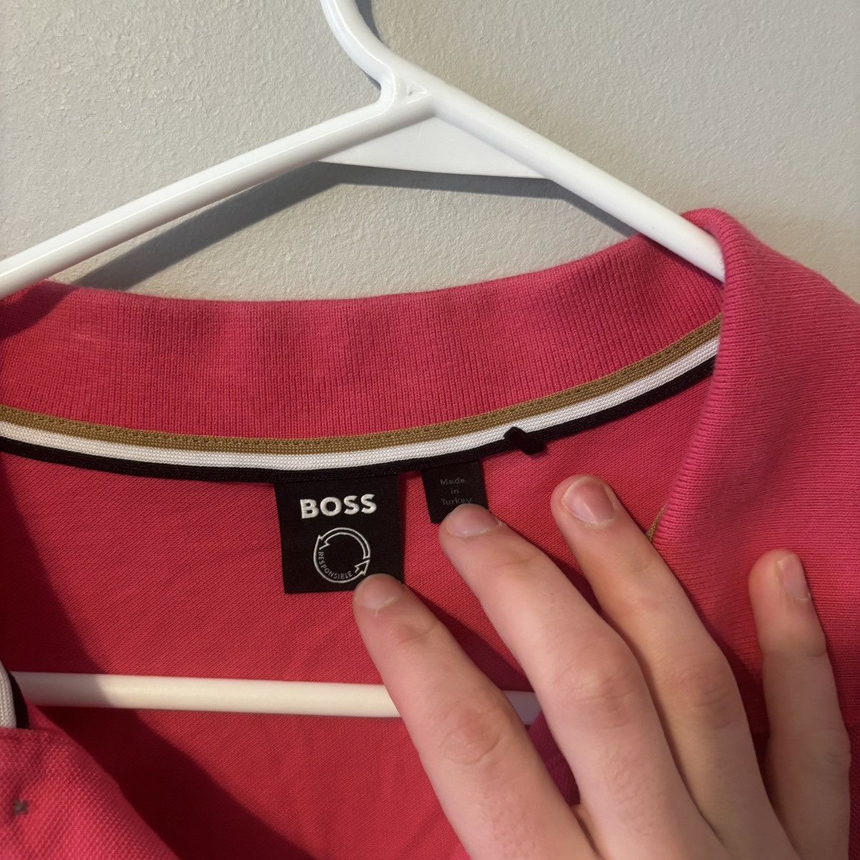 Hugo Boss Hugo Boss Shirt Adult Large Pink Polo Short Sleeve Size US XL / EU 56 / 4 - 3 Thumbnail