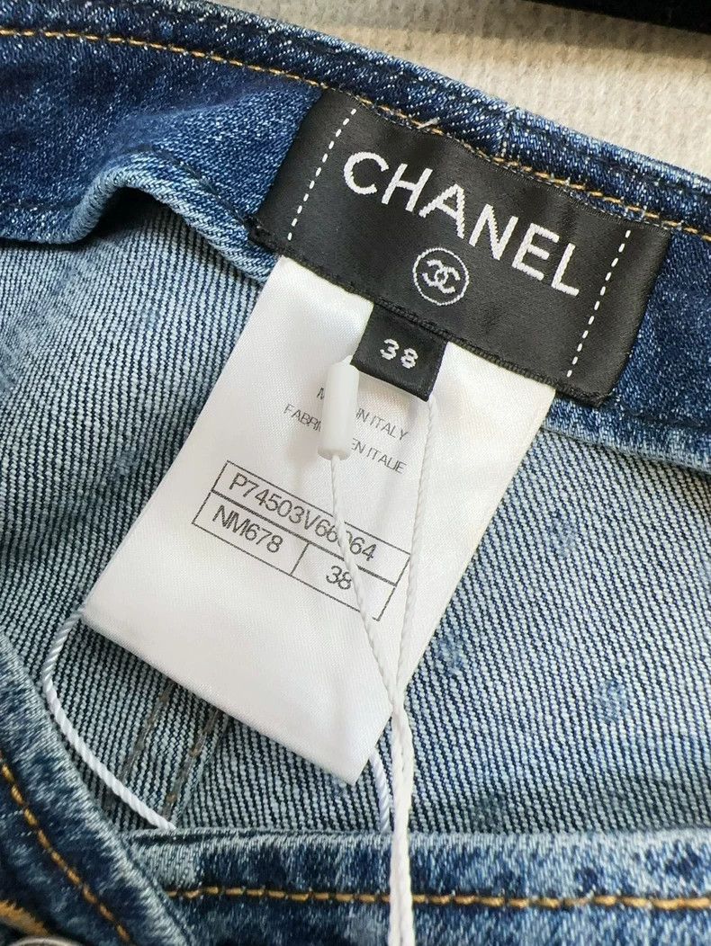 Chanel Chanel 23p blue polka dot full printed logo jeans Size 25" / US 0 / IT 36 - 7 Thumbnail