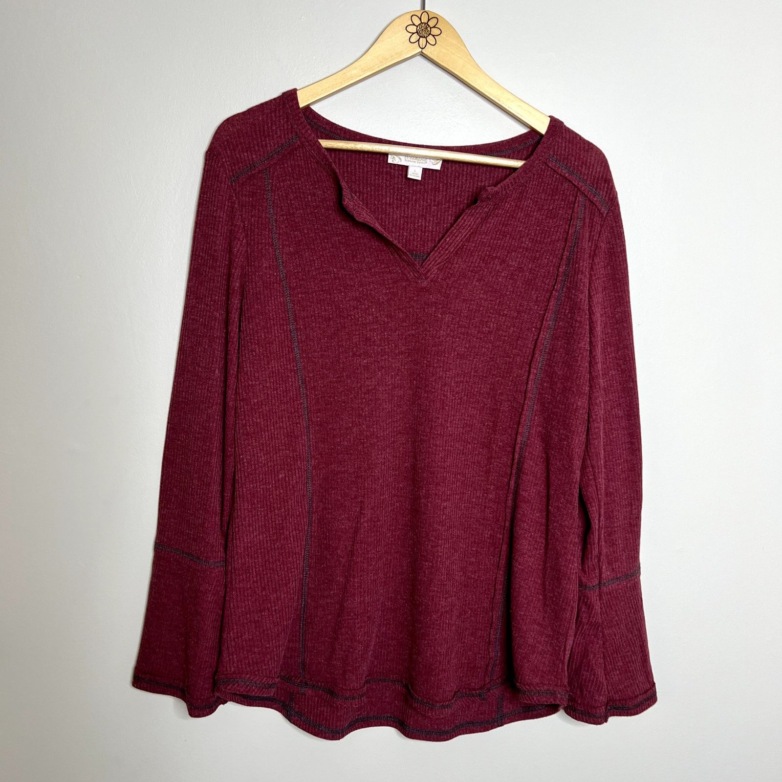 Other Suzanne Betro Long Sleeve Ribbed Top Size L / US 10 / IT 46 - 4 Thumbnail