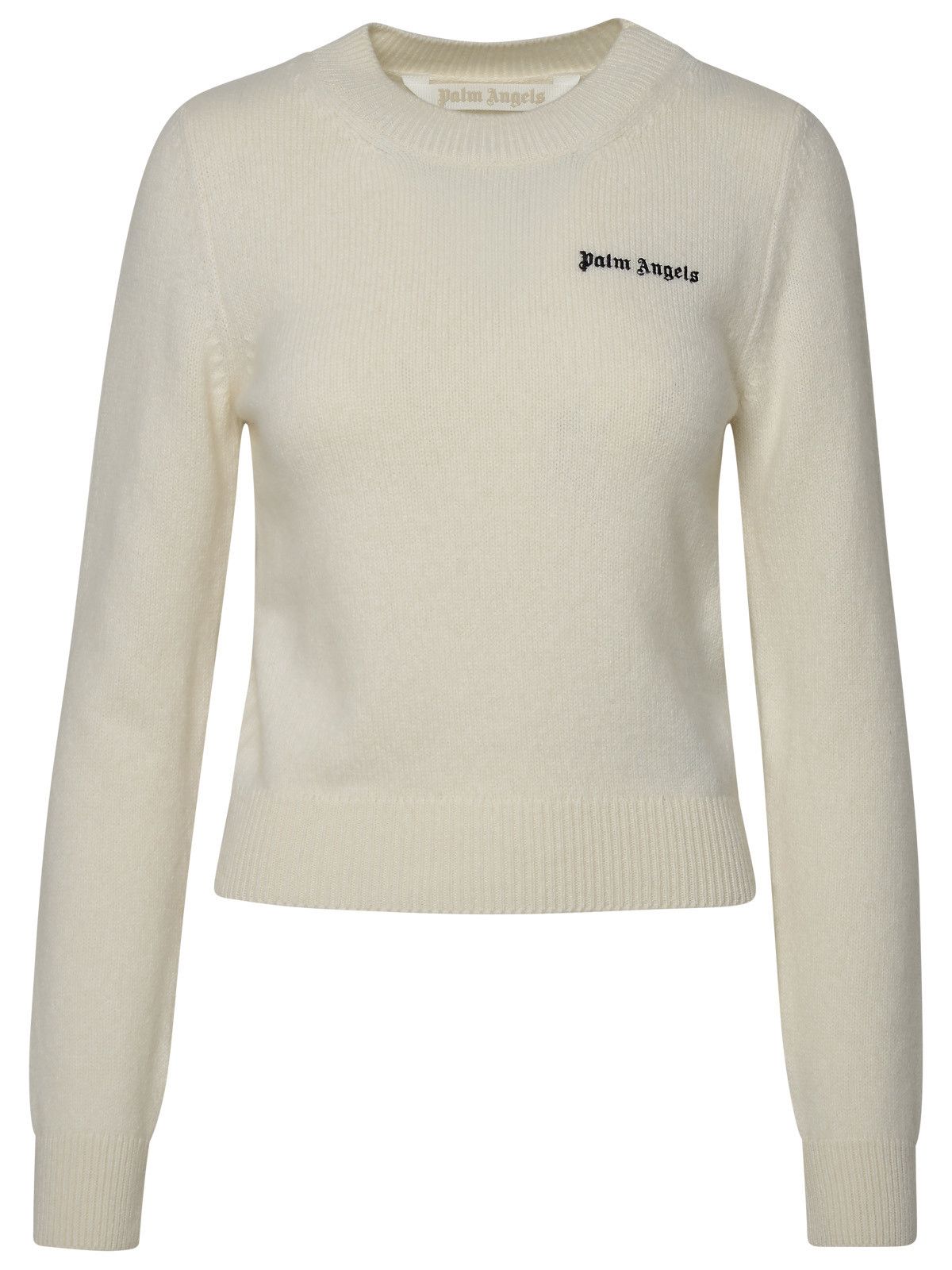 image of Palm Angels Ivory Cashmere Blend Sweater in Cream, Women's (Size Small)