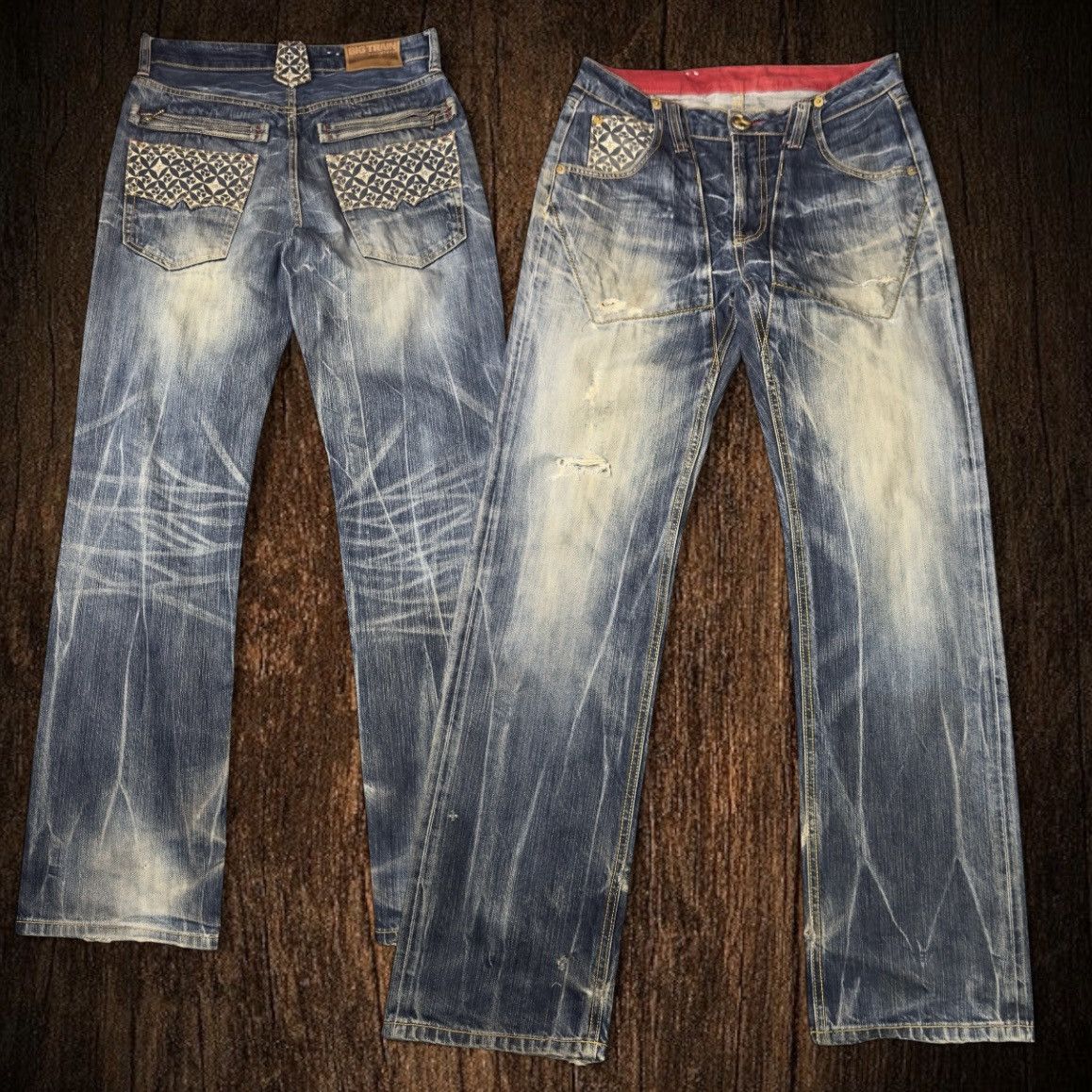 Japanese Brand 🔥🇯🇵 Osaka Big Train Boot Cut Distressed Denim Size US 32 / EU 48 - 1 Thumbnail