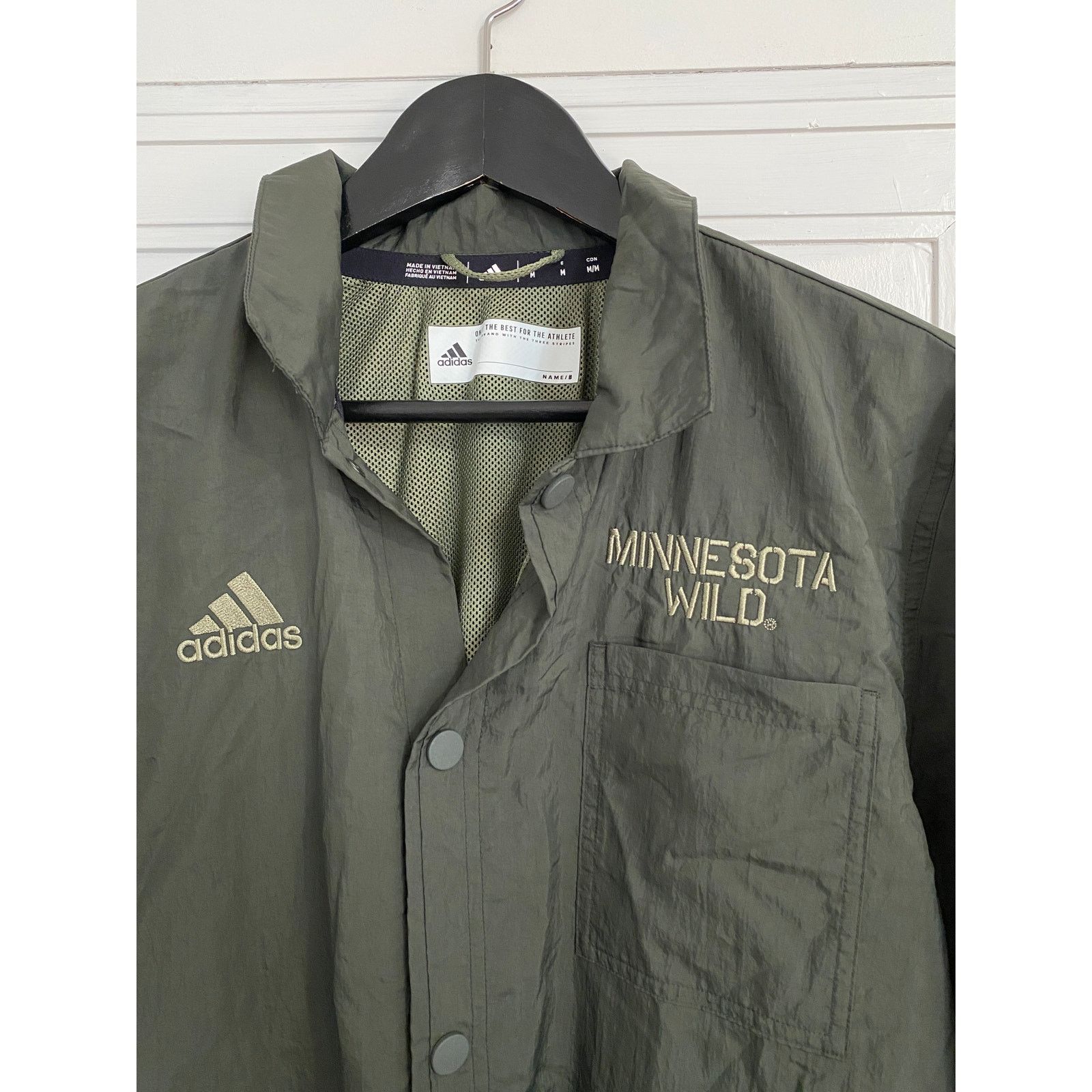 Adidas Minnesota Wild Adidas Army Green Snap-Button Windbreaker - M Size US M / EU 48-50 / 2 - 2 Thumbnail