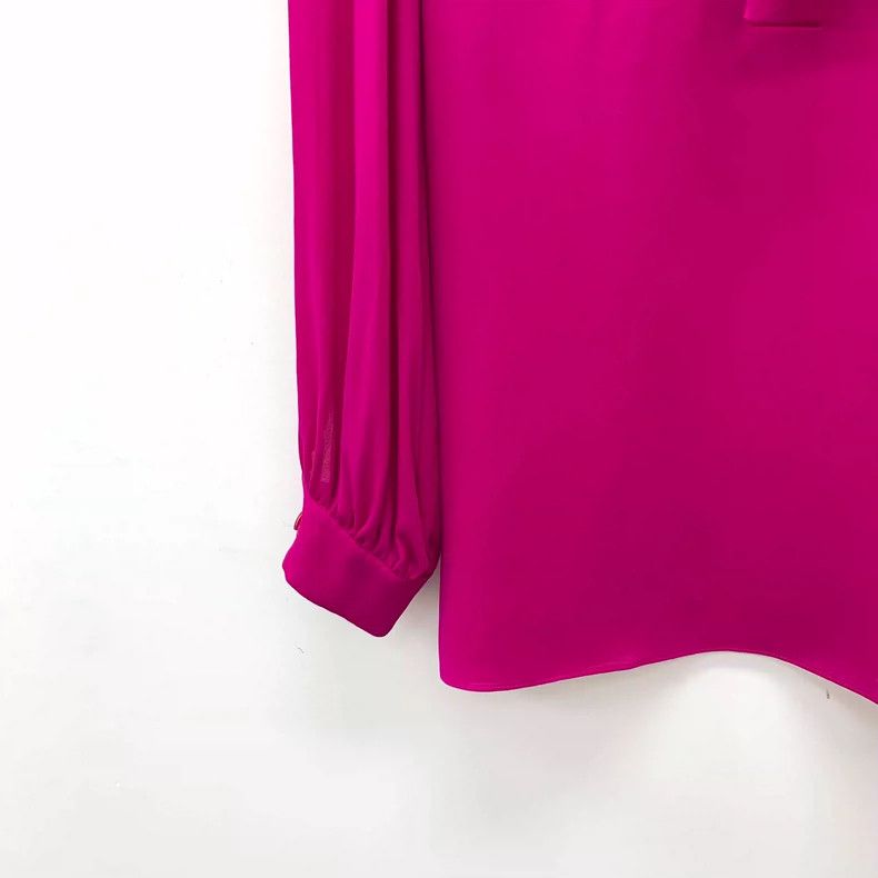 Gucci Gucci Purple tie bow mulberry silk lapel long-sleeved shirt Size S / US 4 / IT 40 - 4 Thumbnail