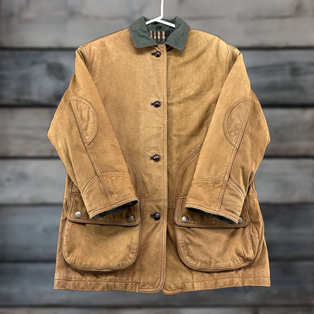 VINTAGE Winlit Jacket Womens M Brown Genuine Leather Chore Barn Coat Lined 90s