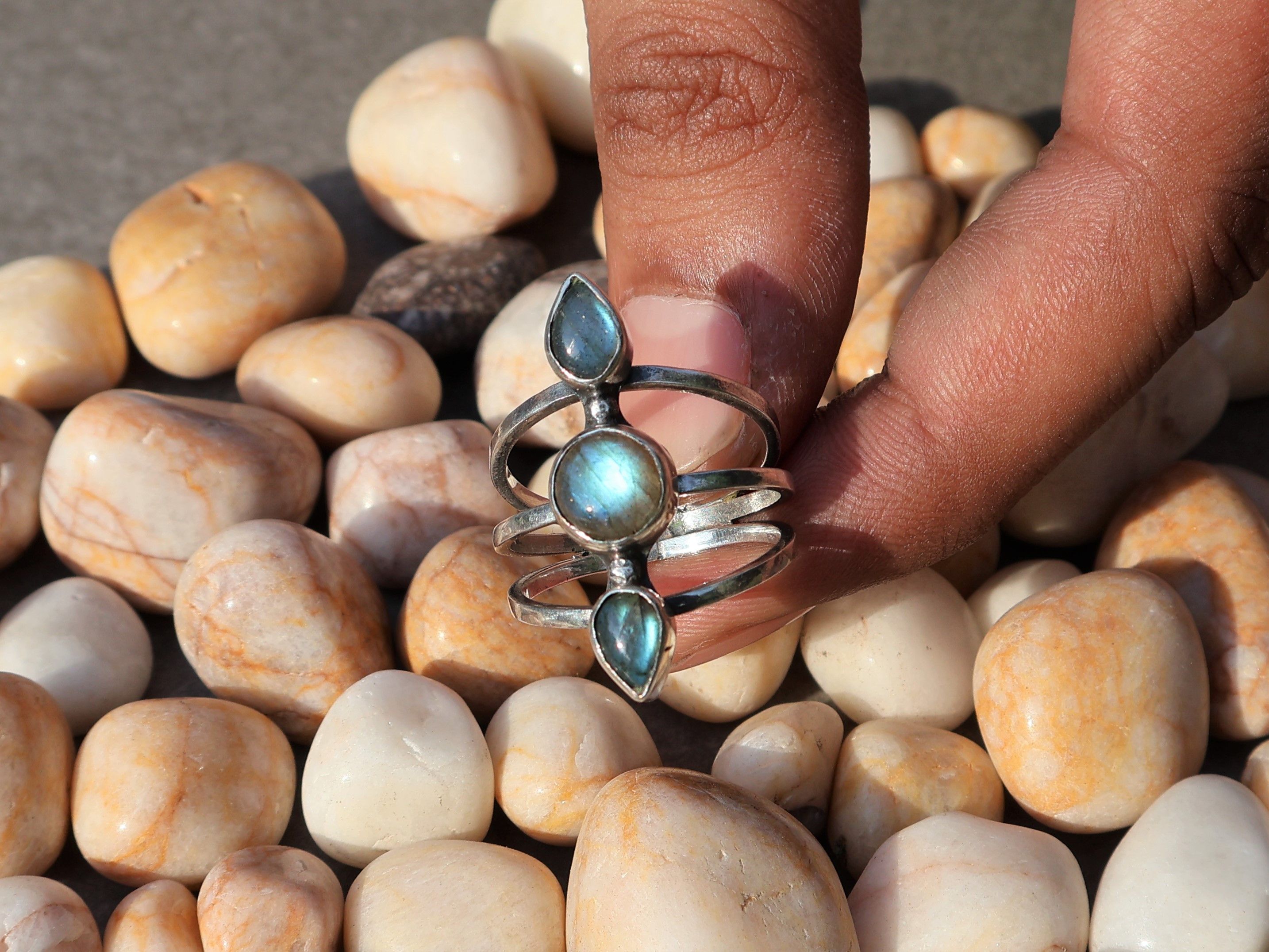 Handmade Labradorite Ring, Sterling Silver Rings, Handmade Women Ring Size ONE SIZE - 6 Thumbnail